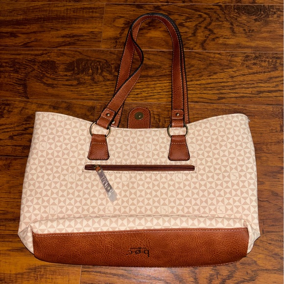 B.O.C Born of Concept NWT Shoulder Purse Brown & Beige Tote Bag with Keychain - Picture 6 of 9